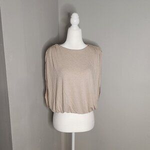 Express - Skimming Linen-Blend Ruched Shoulder Bubble Tank - Size XS NWT